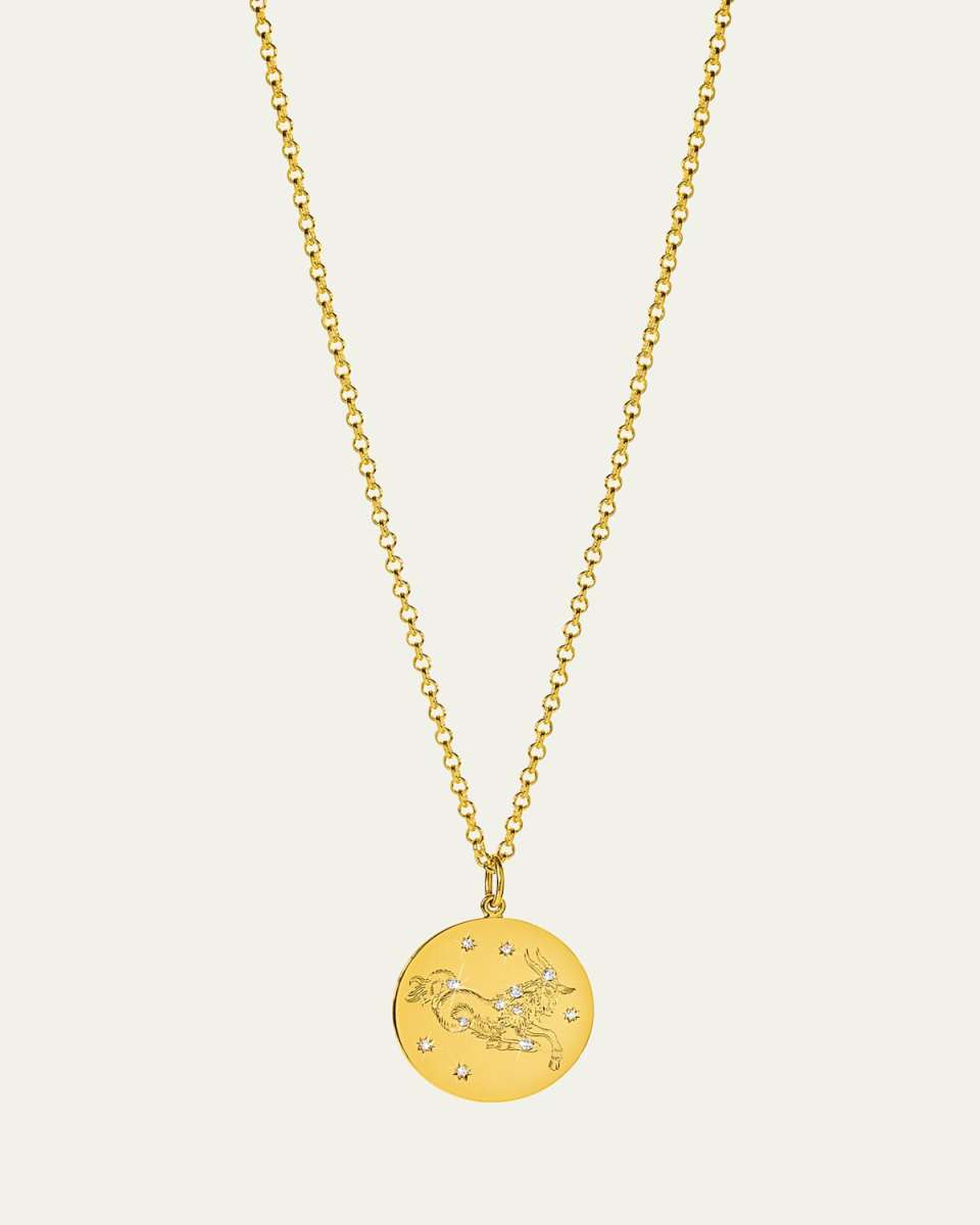 18K Gold Capricorn Zodiac Necklace with Diamonds